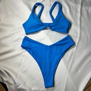 Light Blue Knotted High Waist Bikini